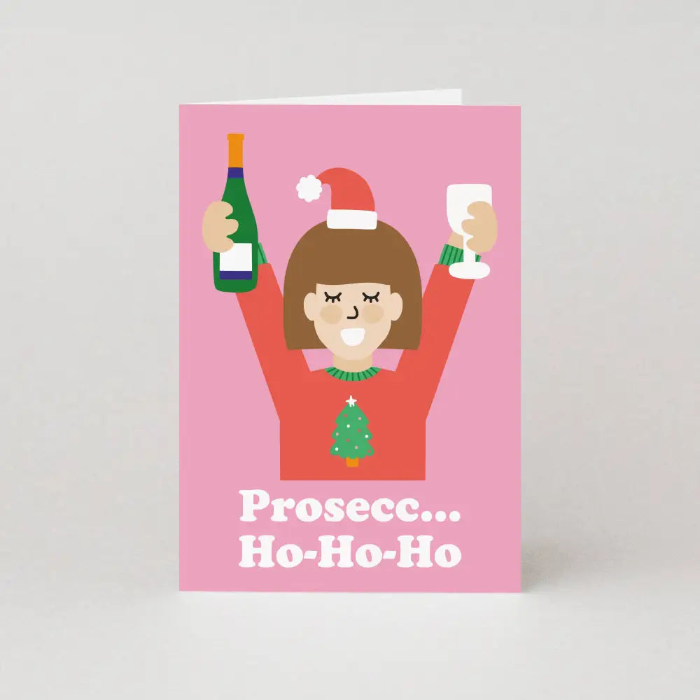 Studio Boketto - Prosecc...Ho-Ho-Ho Christmas Card | Wine Cards