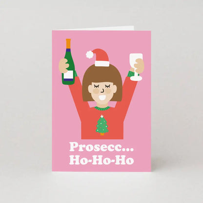 Studio Boketto - Prosecc...Ho-Ho-Ho Christmas Card | Wine Cards