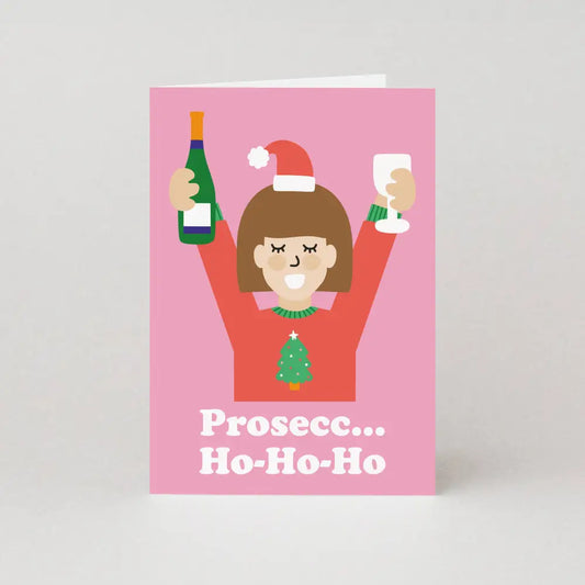 Studio Boketto - Prosecc...Ho-Ho-Ho Christmas Card | Wine Cards