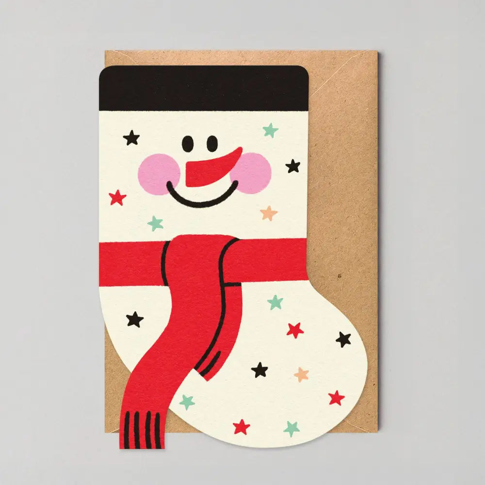 Studio Boketto - Snowman Stocking - Die Cut Christmas Card By Edyta Demurat