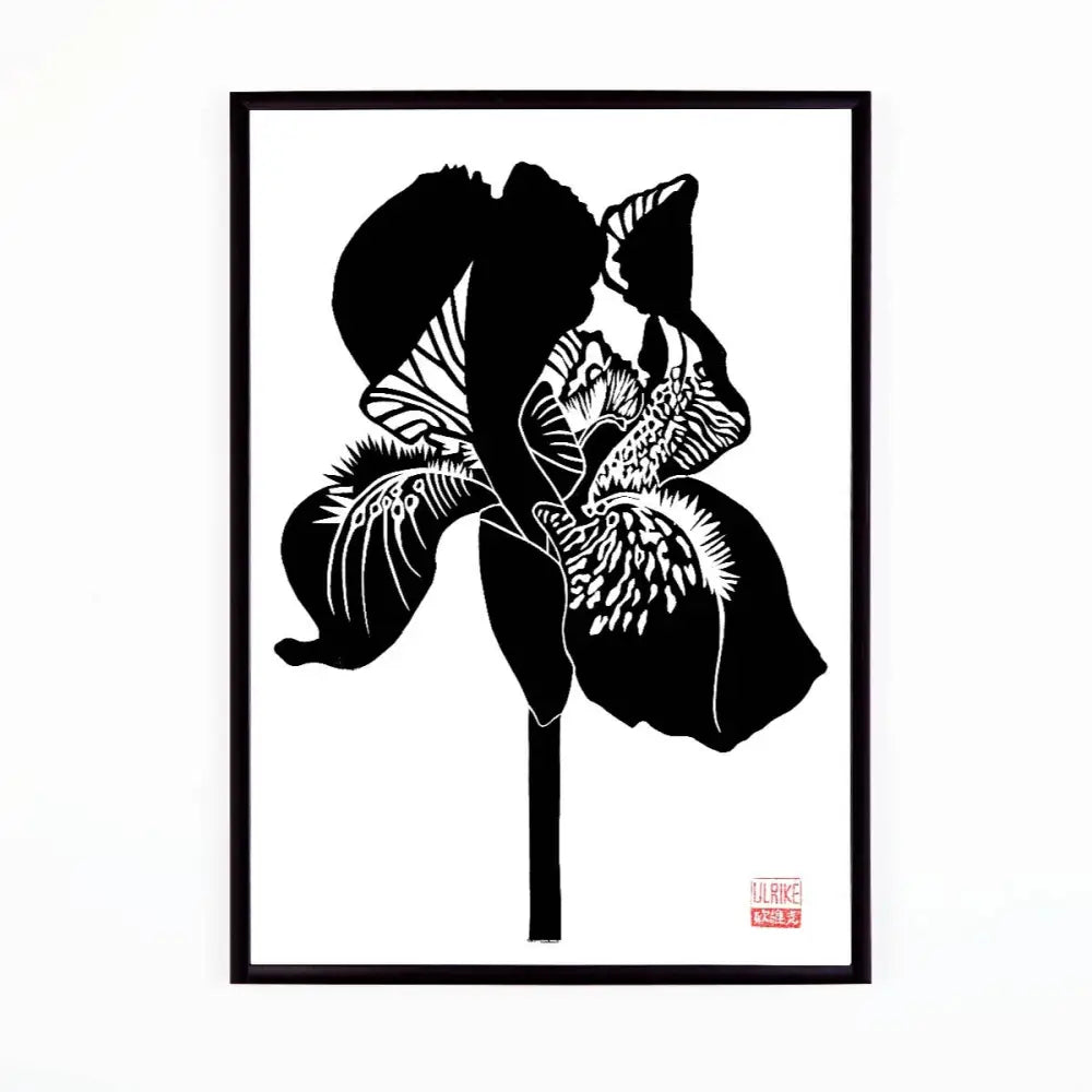 Studio Wald - UK Made - Iris Black (A3) Lino Print