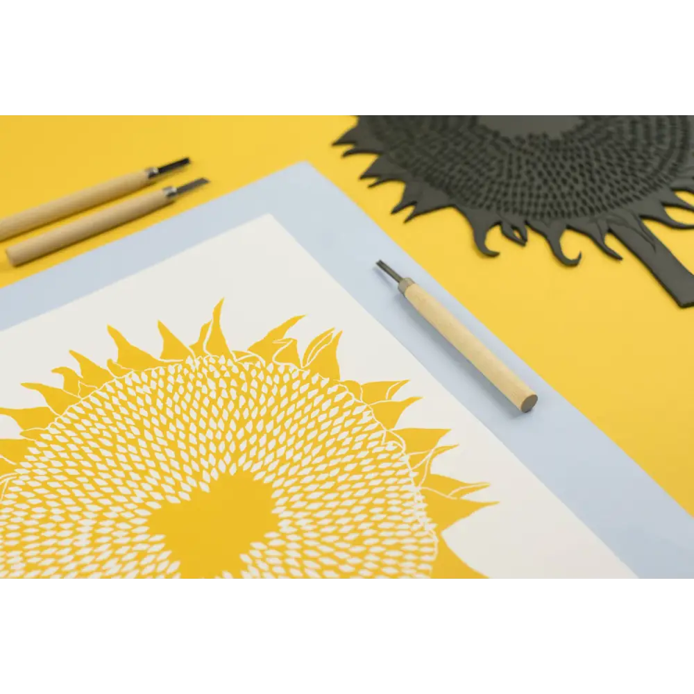 Studio Wald - UK Made - Sunflower Yellow (A3) Lino Print