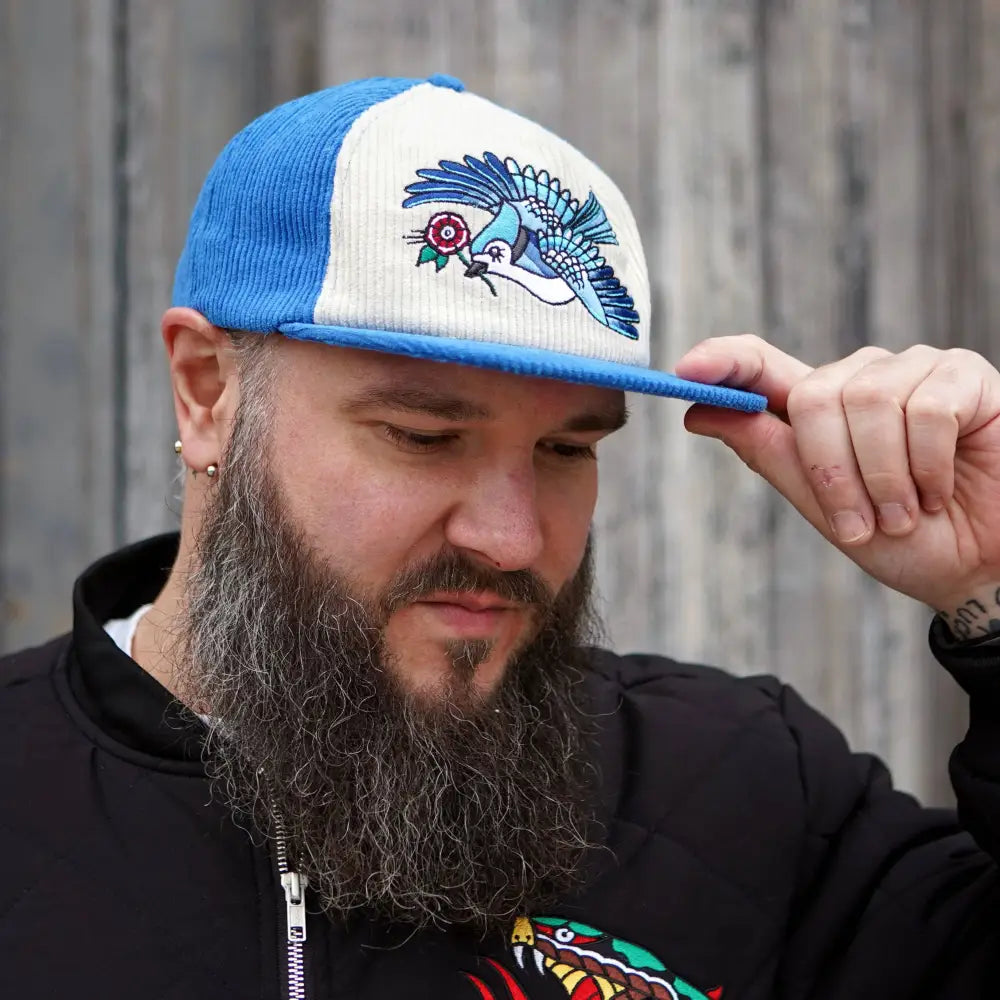 Stuntin Goods - Blue Jay Two-Tone Corduroy Hat - blue white corduroy baseball cap