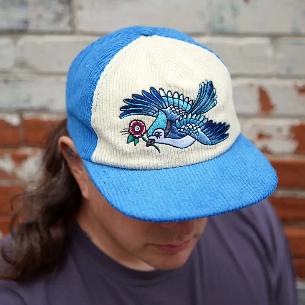 Stuntin Goods - Blue Jay Two-Tone Corduroy Hat - blue white corduroy baseball cap