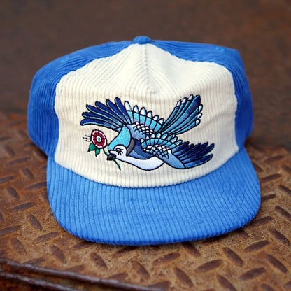 Stuntin Goods - Blue Jay Two-Tone Corduroy Hat - blue white corduroy baseball cap