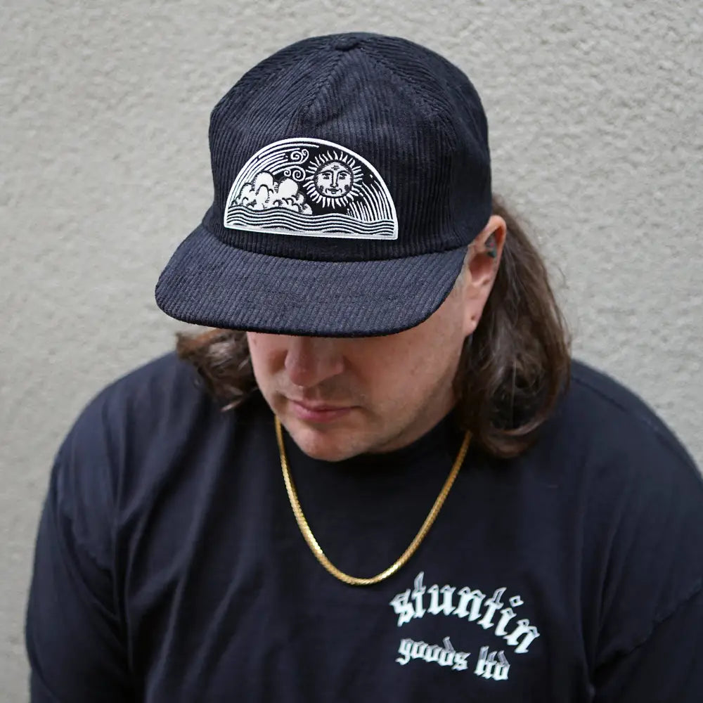 Stuntin Goods - Celestial Sun Corduroy Hat - corduroy baseball cap sun cloud