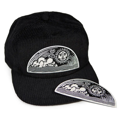 Stuntin Goods - Celestial Sun Corduroy Hat - black corduroy cap sun cloud