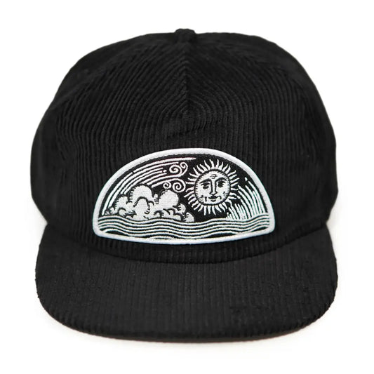 Stuntin Goods - Celestial Sun Corduroy Hat - black corduroy cap sun cloud