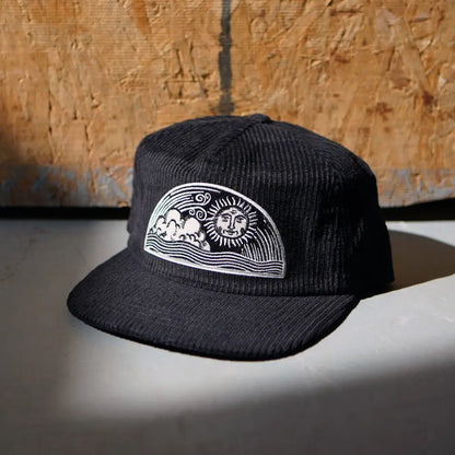 Stuntin Goods - Celestial Sun Corduroy Hat - black corduroy hat sun cloud