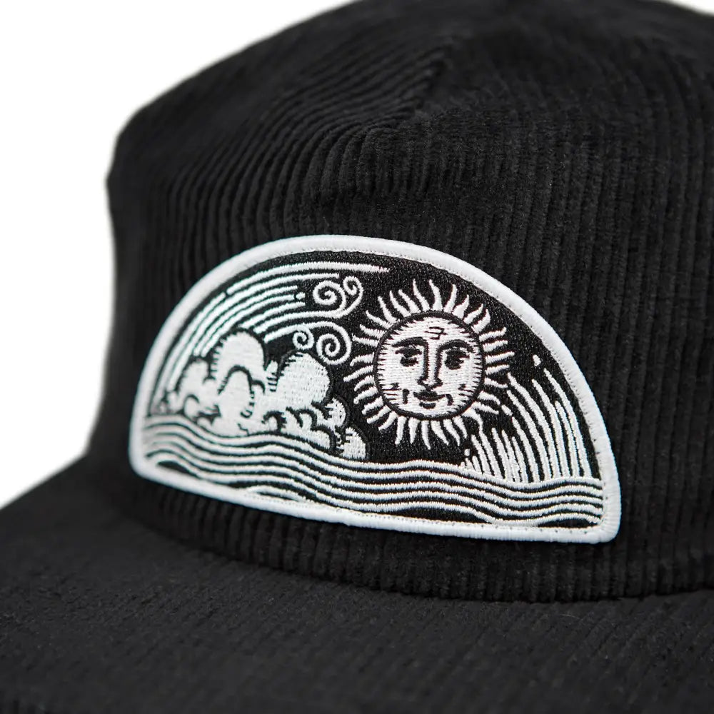 Stuntin Goods - Celestial Sun Corduroy Hat - black corduroy hat sun cloud