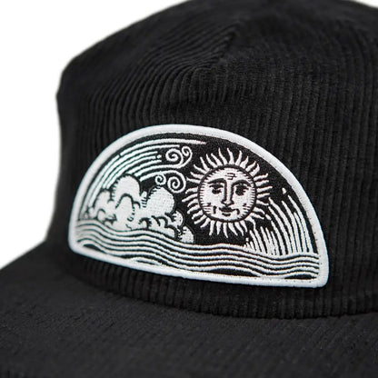 Stuntin Goods - Celestial Sun Corduroy Hat - black corduroy hat sun cloud