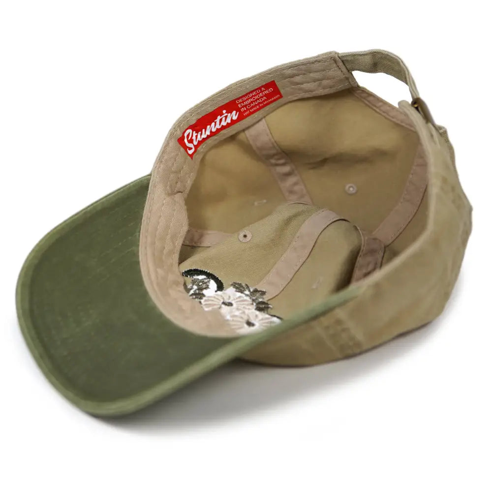 Stuntin Goods - Imperial Garden Dad Hat - khaki baseball cap green brim