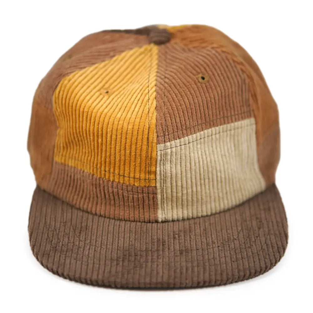 Patchwork Corduroy cap hat with orange, yellow, brown and cream patches - PABOOM