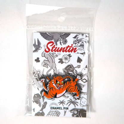 Stuntin Goods - Tiger Enamel Pin - tiger enamel pin packaging