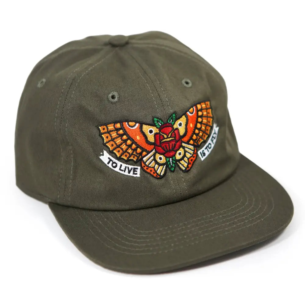 Stuntin Goods - Townes Butterfly Unstructured Hat - olive green baseball cap
