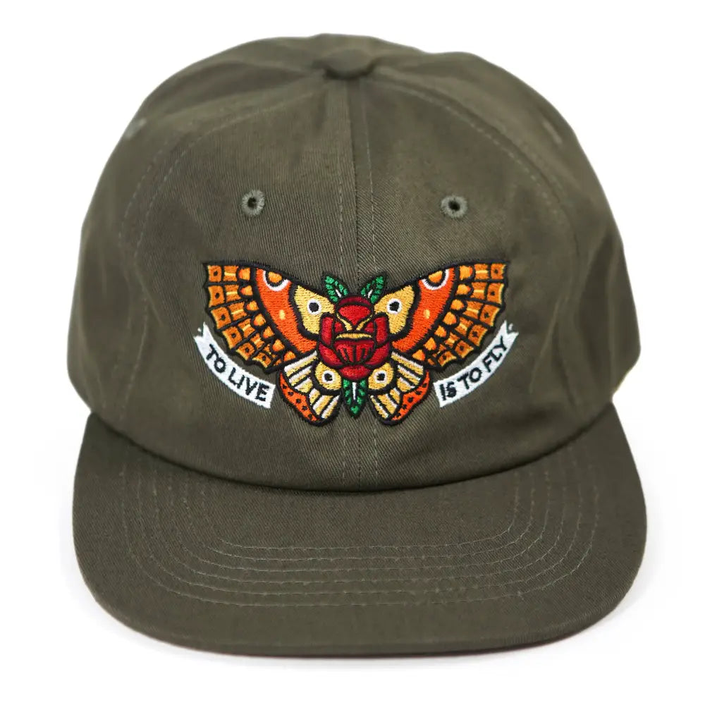 Stuntin Goods - Townes Butterfly Unstructured Hat - olive green baseball cap