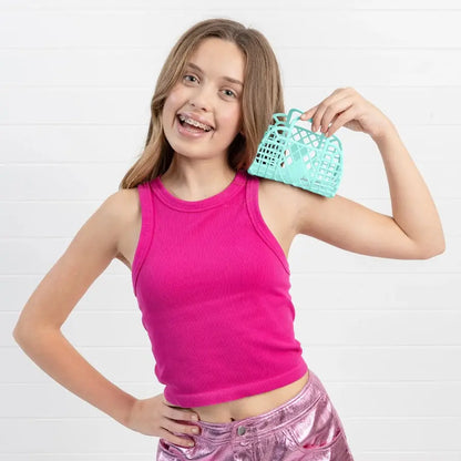 Mini Retro Basket Jelly Bag Bubblegum Pink - PABOOM