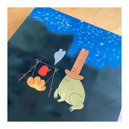 Sydney Warnes - Night-Time Cowboy Frog Postcard Print