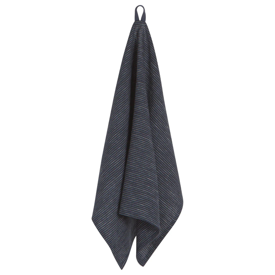 Midnight Linen Pinstripe Dishtowel