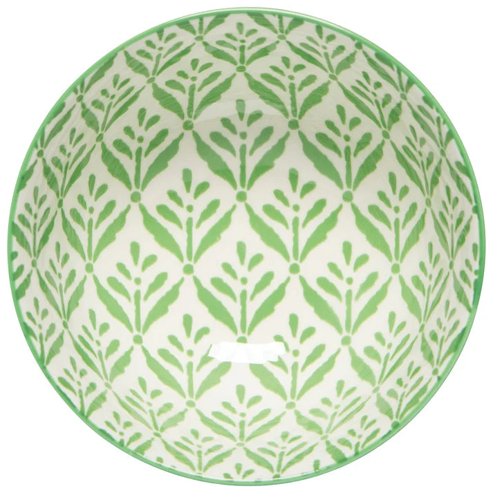 Green Leaf Stamped Bowl shown from the side to display the embossed exterior – PABOOM
