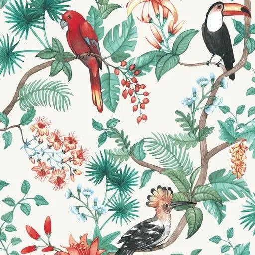 Birds of Paradise Cream Peel and Stick Wallpaper - PABOOM