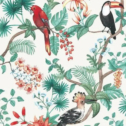 Birds of Paradise Cream Peel and Stick Wallpaper - PABOOM
