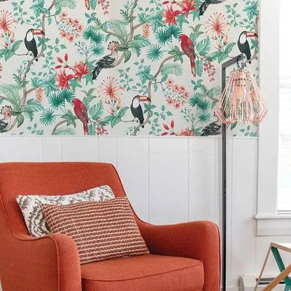 Birds of Paradise Cream Peel and Stick Wallpaper - PABOOM