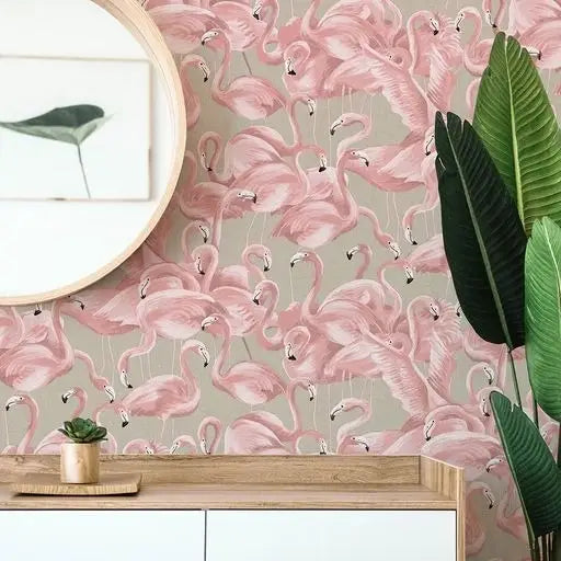 Flamingo Ballerina Peel and Stick Wallpaper, 28 sq. ft. - PABOOM