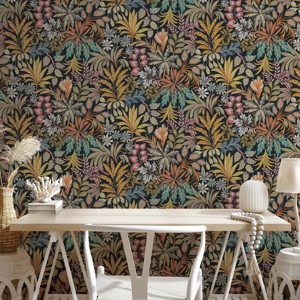 Floral Summer Night Peel and Stick Wallpaper, 28 sq. ft. - PABOOM
