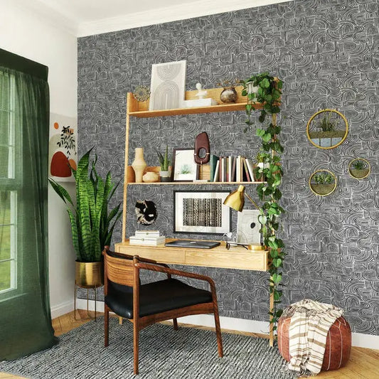 Swell Black Peel and Stick Wallpaper - PABOOM