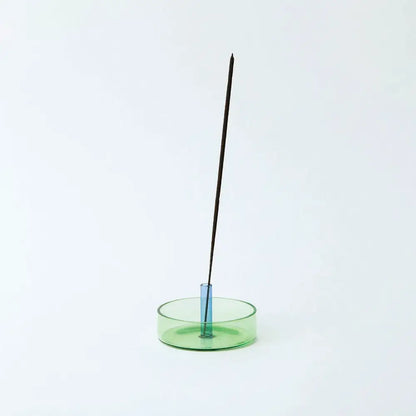 The Block - Duo Tone Glass Incense Holder Blue Green
