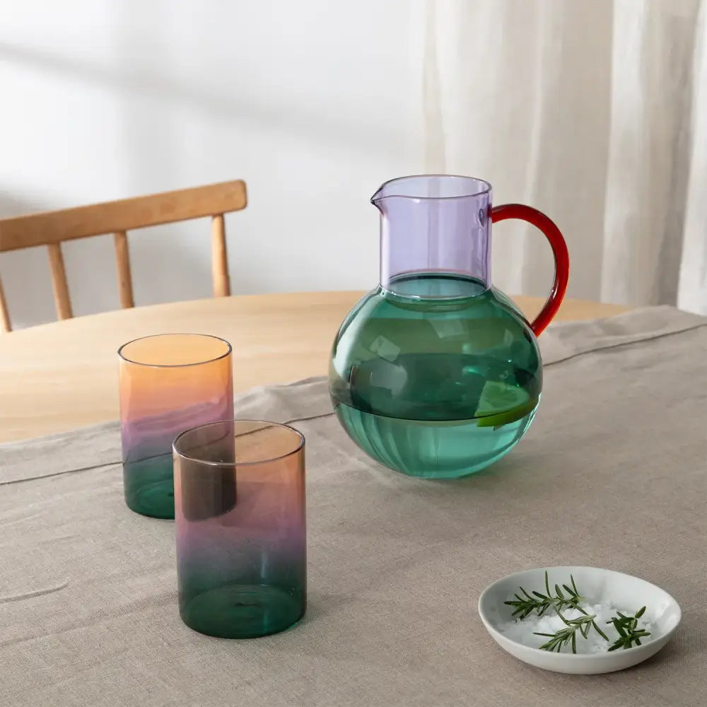 The Block - Gradient Glass - 3 Tone Teal Lilac Amber Set/2
