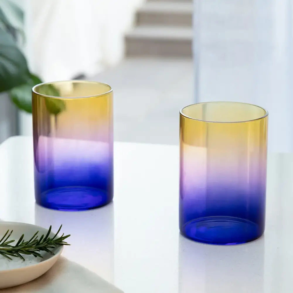 The Block - Gradient Glass - 3 Tone Teal Lilac Amber Set/2