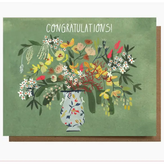 Congratulations! Green Floral Card - PABOOM