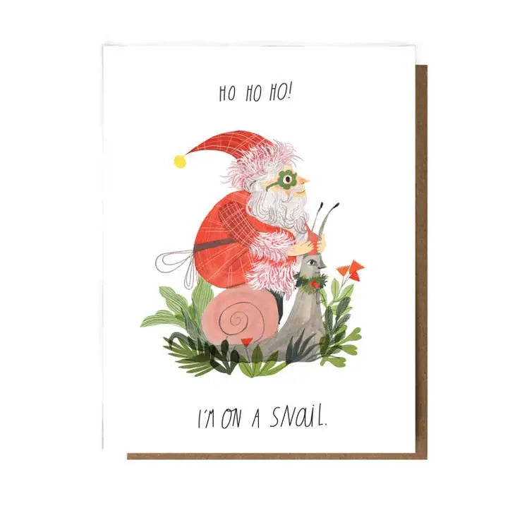 Santa on a Snail Card - PABOOM