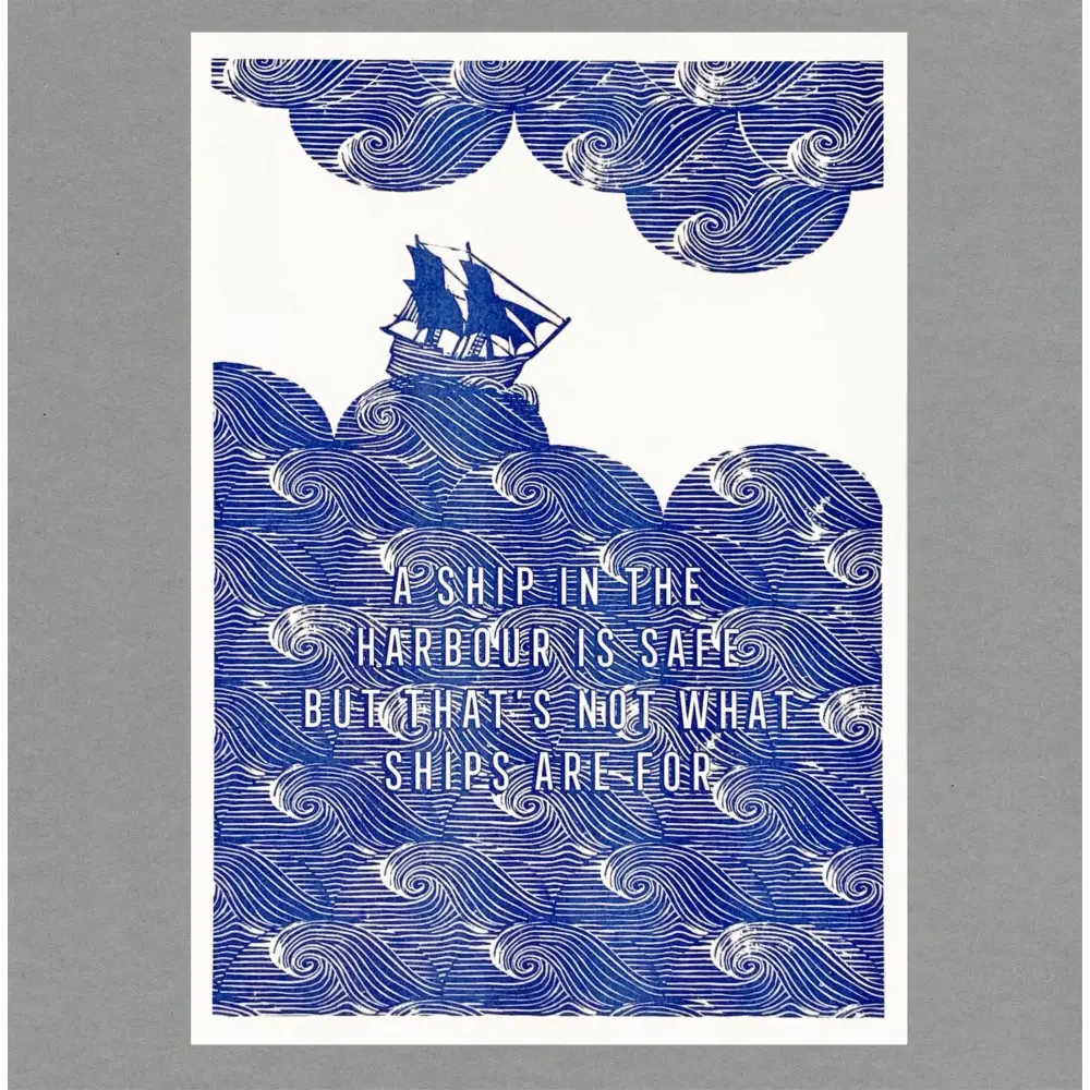 The Passenger Press - Ship in the Harbour Risograph Print