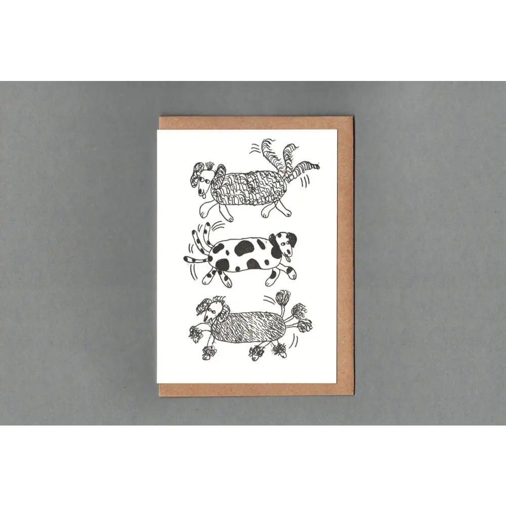 The Passenger Press - Three Dogs Letterpress Card