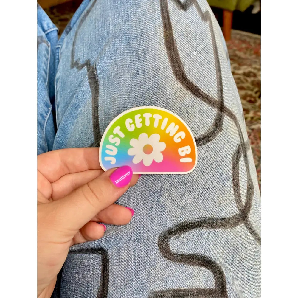 Just Getting Bi Rainbow Sticker - PABOOM