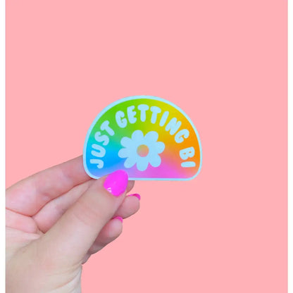 Just Getting Bi Rainbow Sticker - PABOOM