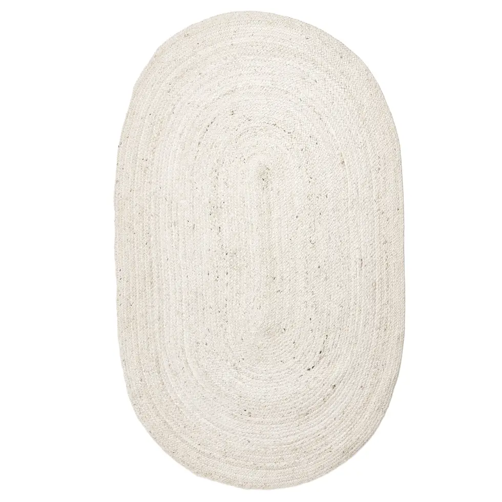 Bodinar Oval Jute Rug White - PABOOM