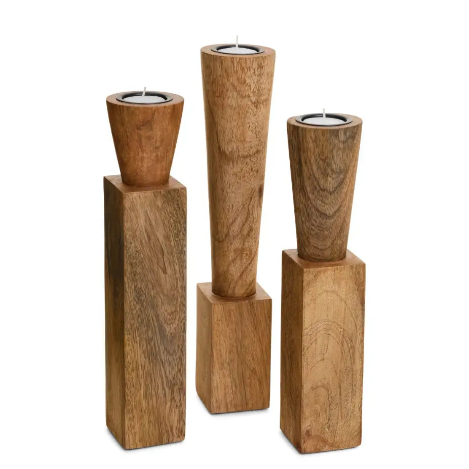 Sassari Mango Wood Candle Holder - PABOOM