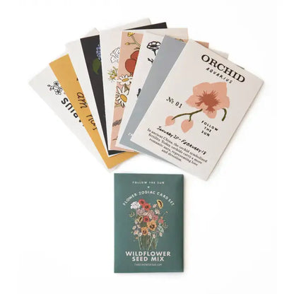 Aquarius Flower Zodiac Sticker Card Set - PABOOM