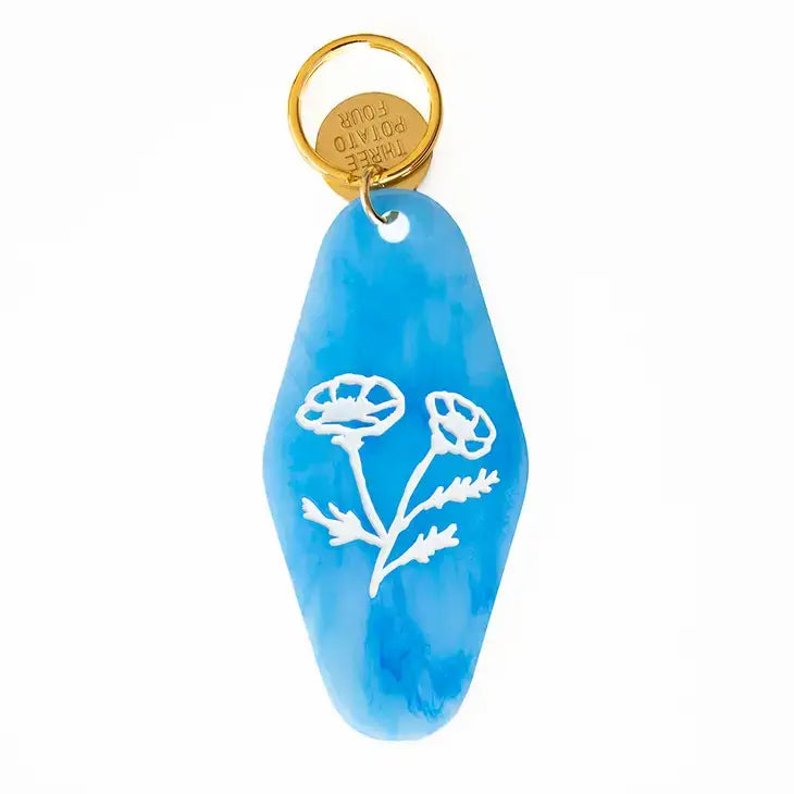 Floral Press Key Tag - Blue Buttercup - PABOOM