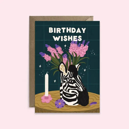 Zebra Vase Birthday Card - PABOOM