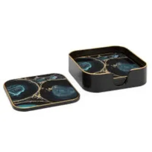 Agate Savoy Gold Trim Coasters Set - PABOOM