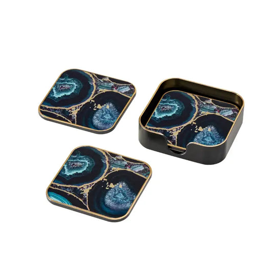 Agate Savoy Gold Trim Coasters Set - PABOOM