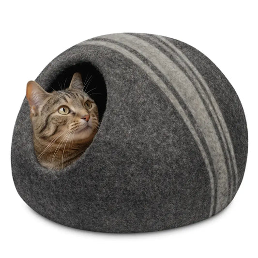 Torre & Tagus - Felted Wool Cat Cave Grey