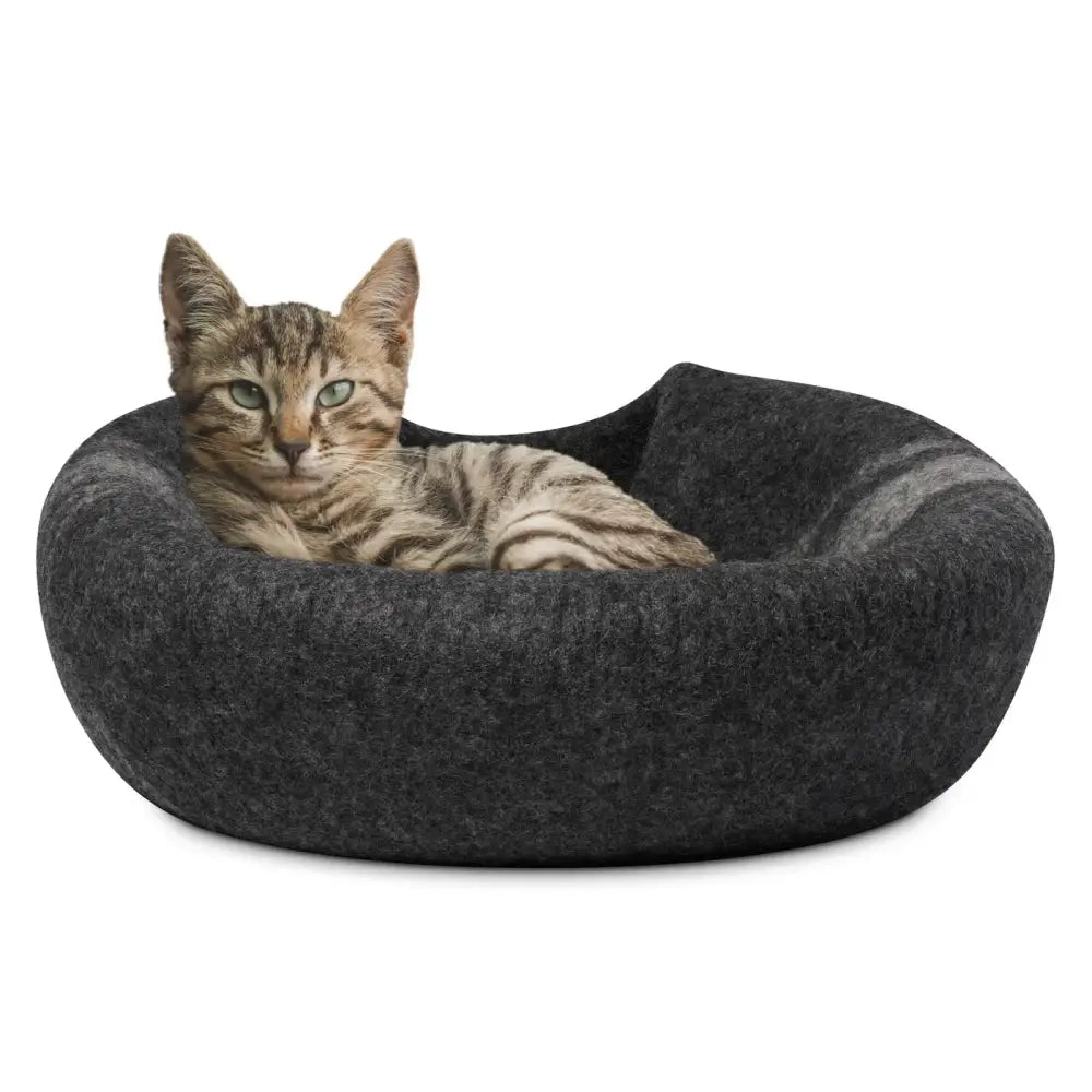 Torre & Tagus - Felted Wool Cat Cave Grey