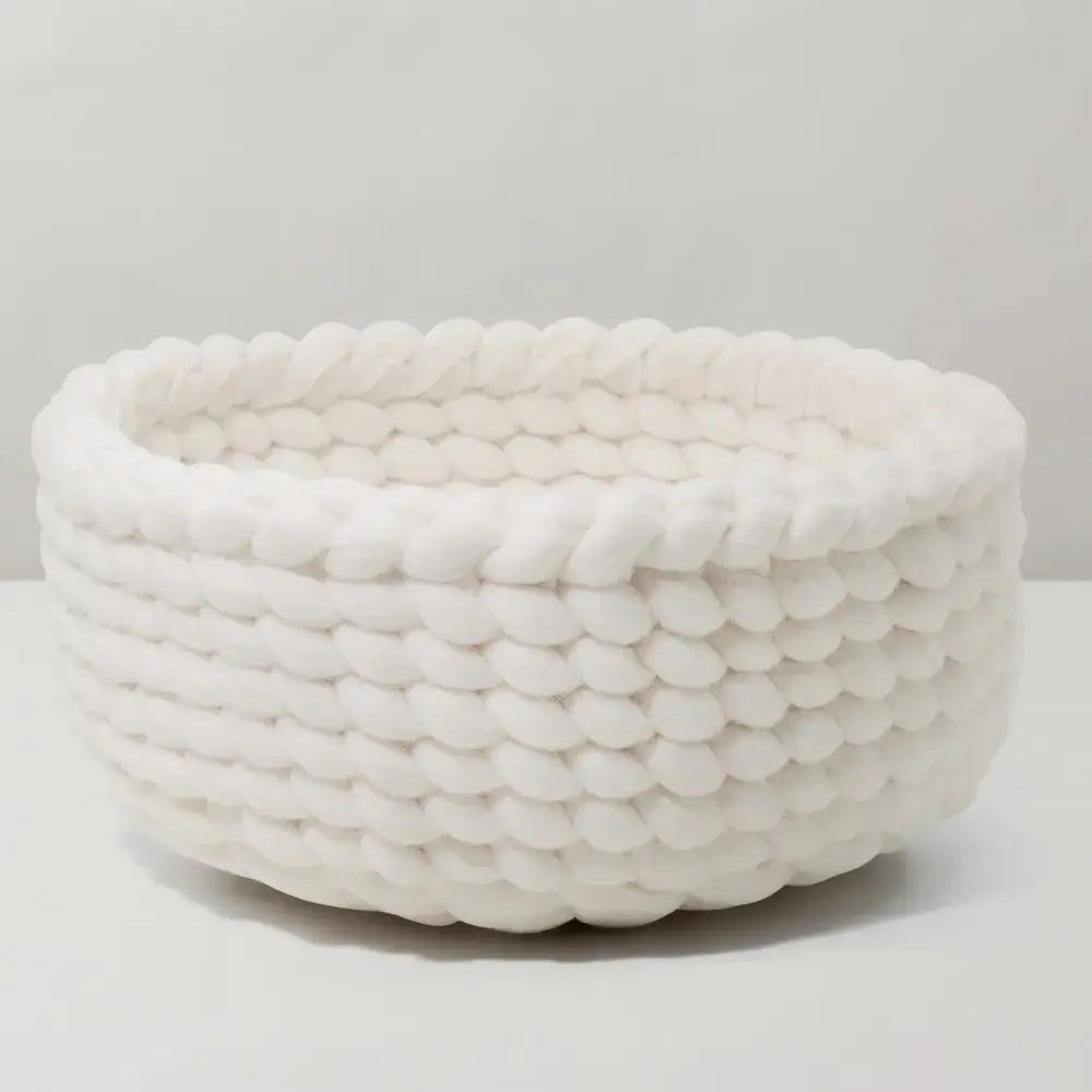 Torre & Tagus - Felted Wool Woven Basket Cream