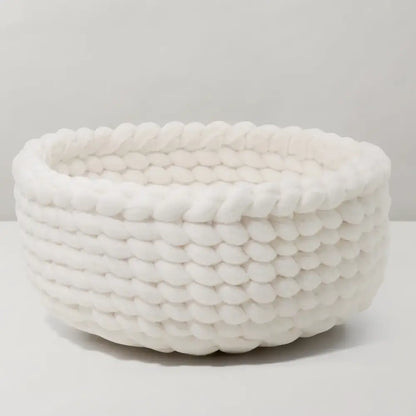 Torre & Tagus - Felted Wool Woven Basket Cream